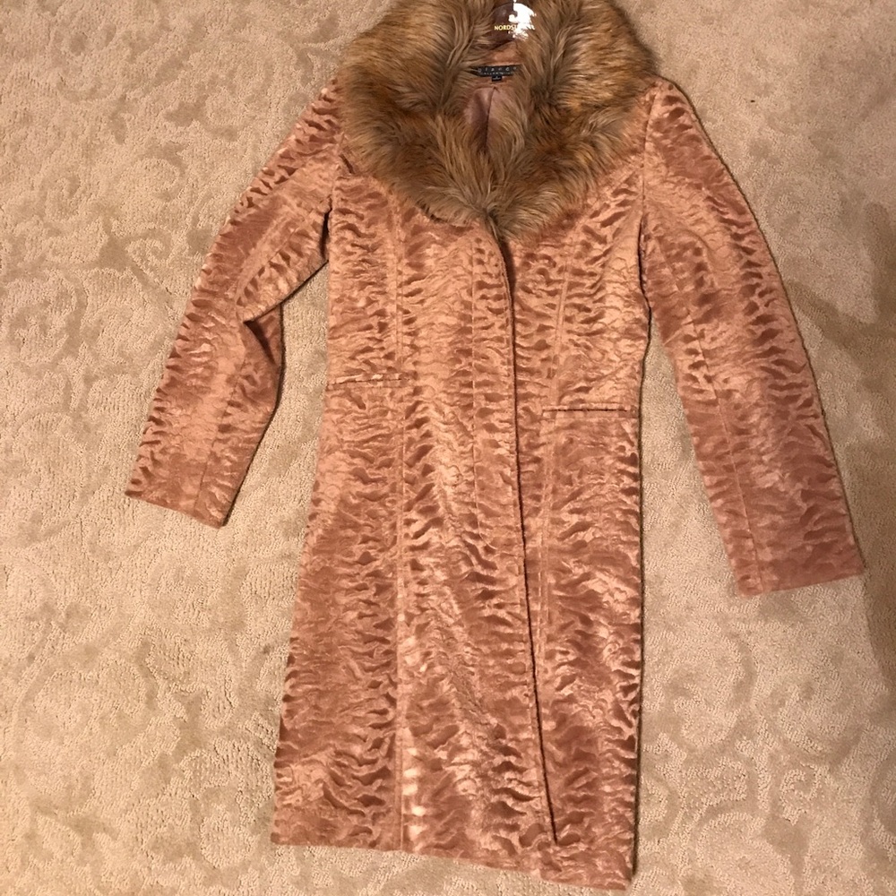 Giacca Tan Faux Fur Collar Coat